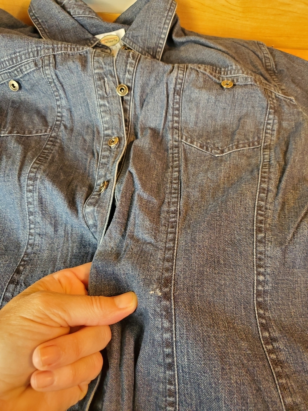 VTG Talbots Denim Shirt Midi Dress Size 16 PETITE – Long Sleeve Blue Jean. #258 - Picture 6 of 11